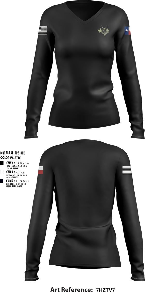 Womens Long Sleeve Vneck Shirt, Texas Rangers Special Operations Group, , Teamtime, Team time, sublimation, custom sports apparel, team uniforms, spirit wear, spiritwear, sports uniforms, custom shirts, team store, custom team store, fundraiser sports, apparel fundraiser