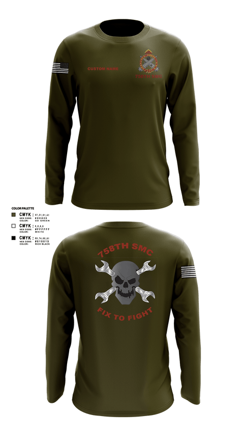 Long Sleeve Performance Shirt, 758th SMC, Army, Teamtime, Team time, sublimation, custom sports apparel, team uniforms, spirit wear, spiritwear, sports uniforms, custom shirts, team store, custom team store, fundraiser sports, apparel fundraiser