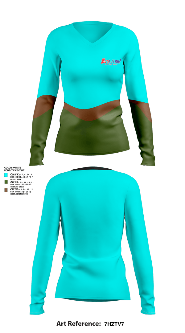 Womens Long Sleeve Vneck Shirt, Evolution Martial Arts, , Teamtime, Team time, sublimation, custom sports apparel, team uniforms, spirit wear, spiritwear, sports uniforms, custom shirts, team store, custom team store, fundraiser sports, apparel fundraiser