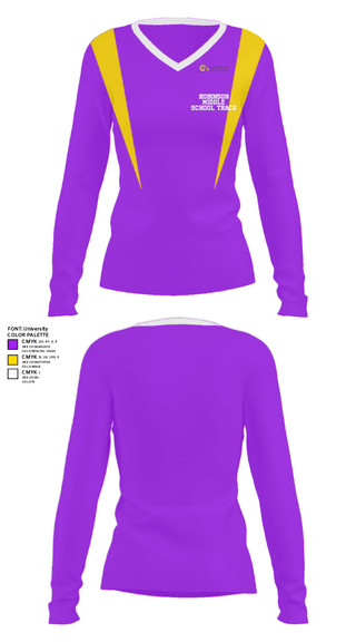 Women's Long Sleeve Vneck Shirt, Robinson Middle School Track, Track & Field, Teamtime, Team time, sublimation, custom sports apparel, team uniforms, spirit wear, spiritwear, sports uniforms, custom shirts, team store, custom team store, fundraiser sports, apparel fundraiser