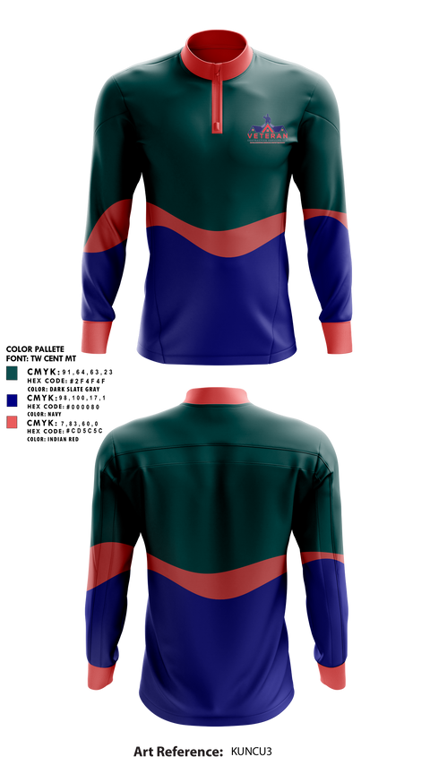 Quarter Zip Jacket, Veteran Contracting Servíces, , Teamtime, Team time, sublimation, custom sports apparel, team uniforms, spirit wear, spiritwear, sports uniforms, custom shirts, team store, custom team store, fundraiser sports, apparel fundraiser