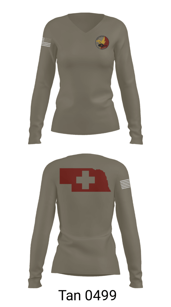 Women's Long Sleeve Vneck Shirt, Delta Company, , Teamtime, Team time, sublimation, custom sports apparel, team uniforms, spirit wear, spiritwear, sports uniforms, custom shirts, team store, custom team store, fundraiser sports, apparel fundraiser