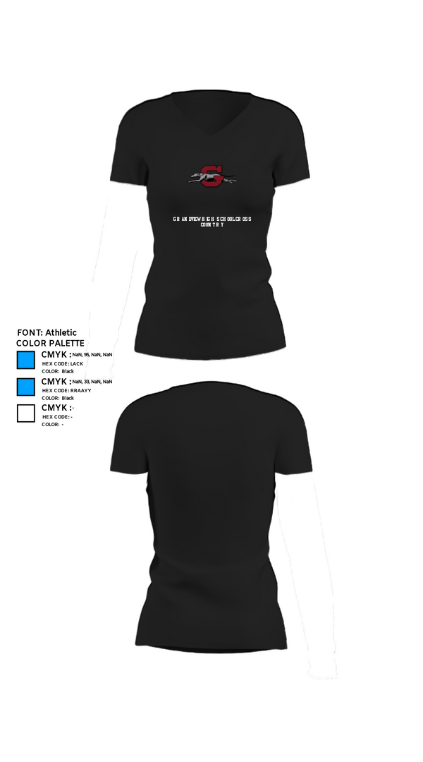 Womens Short Sleeve Vneck Shirt, Grandview High School Cross Country, Cross Country, Teamtime, Team time, sublimation, custom sports apparel, team uniforms, spirit wear, spiritwear, sports uniforms, custom shirts, team store, custom team store, fundraiser sports, apparel fundraiser
