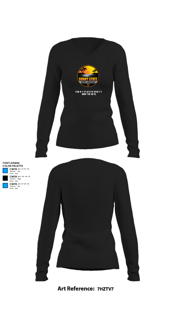 Womens Long Sleeve Vneck Shirt, Sunny State Property Maintenance, , Teamtime, Team time, sublimation, custom sports apparel, team uniforms, spirit wear, spiritwear, sports uniforms, custom shirts, team store, custom team store, fundraiser sports, apparel fundraiser