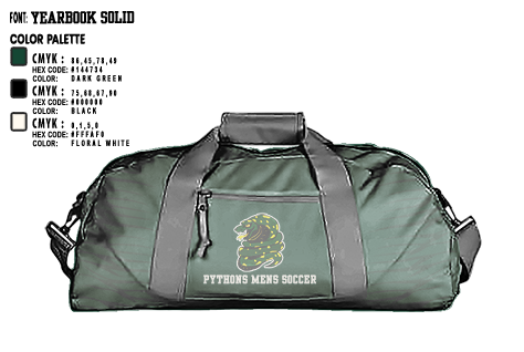 Duffle Bag, PYTHONS, Men's Soccer, Teamtime, Team time, sublimation, custom sports apparel, team uniforms, spirit wear, spiritwear, sports uniforms, custom shirts, team store, custom team store, fundraiser sports, apparel fundraiser