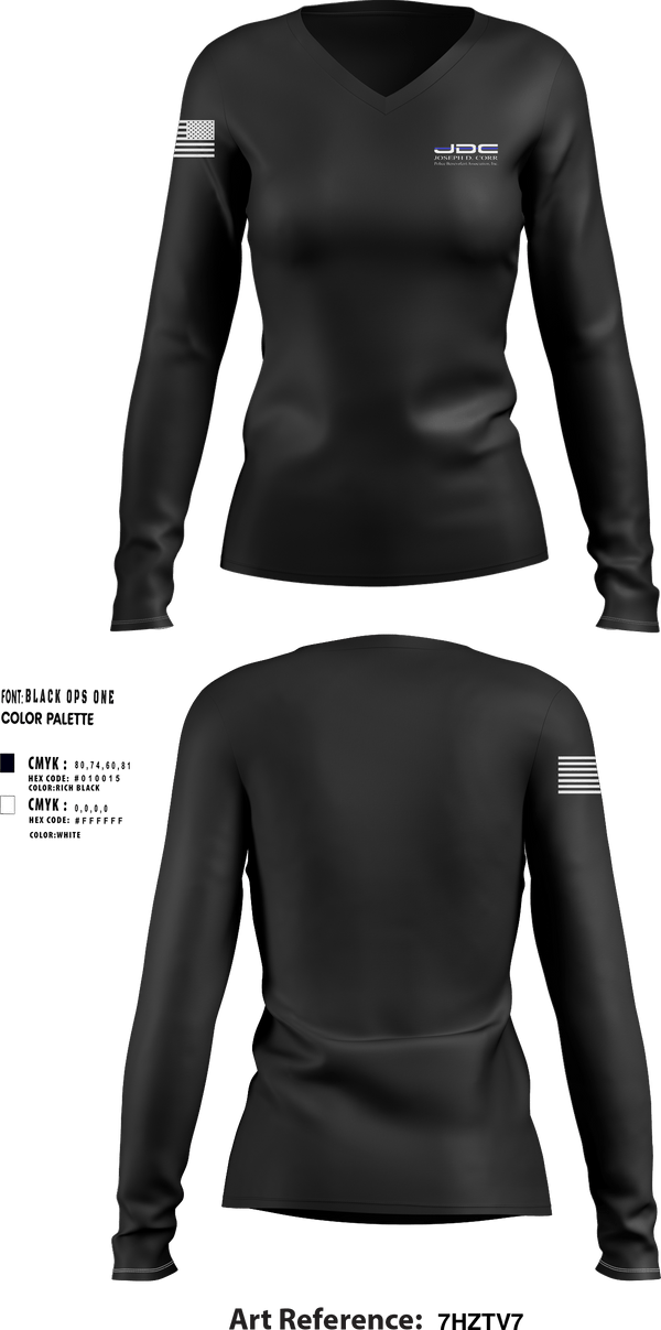 Womens Long Sleeve Vneck Shirt, JDC PBA, Police, Teamtime, Team time, sublimation, custom sports apparel, team uniforms, spirit wear, spiritwear, sports uniforms, custom shirts, team store, custom team store, fundraiser sports, apparel fundraiser