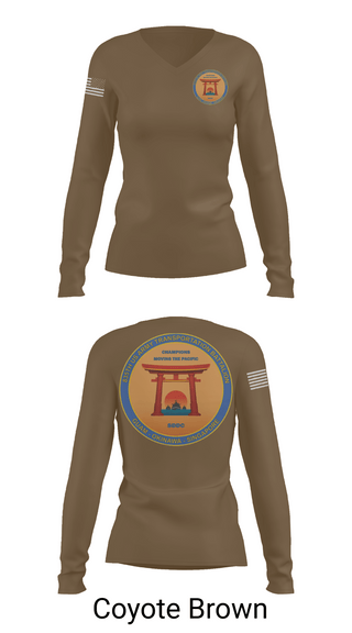 Womens Long Sleeve Vneck Shirt 1, 835th Transportation BN, Army, Teamtime, Team time, sublimation, custom sports apparel, team uniforms, spirit wear, spiritwear, sports uniforms, custom shirts, team store, custom team store, fundraiser sports, apparel fundraiser