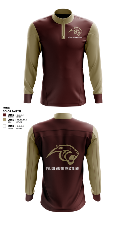 Pelion Youth Wrestling 55774781 Quarter Zip Jacket - 41