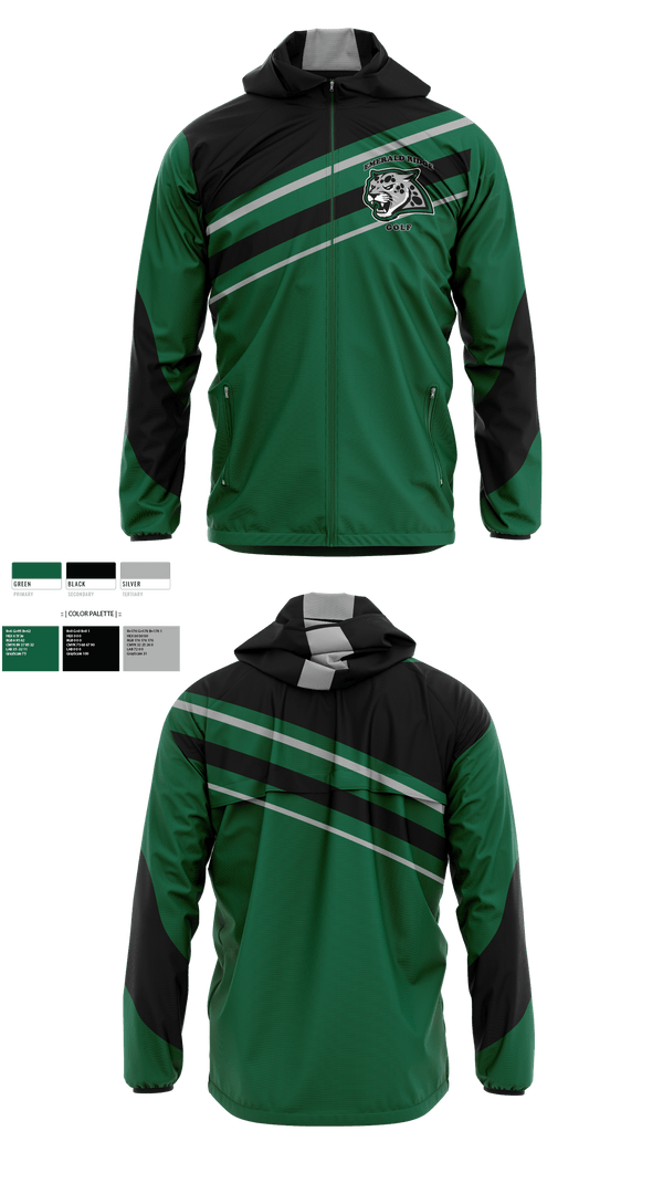 Windbreaker, Emerald Ridge High School Golf, Golf, Teamtime, Team time, sublimation, custom sports apparel, team uniforms, spirit wear, spiritwear, sports uniforms, custom shirts, team store, custom team store, fundraiser sports, apparel fundraiser