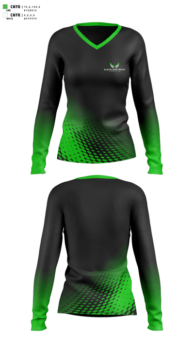 Cleveland Youth Running Club 35582645 Women's Long Sleeve V-neck Shirt - 3