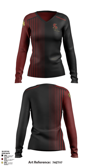 Womens Long Sleeve Vneck Shirt, Shadow Ridge High School Badminton, Spirit Store, Teamtime, Team time, sublimation, custom sports apparel, team uniforms, spirit wear, spiritwear, sports uniforms, custom shirts, team store, custom team store, fundraiser sports, apparel fundraiser