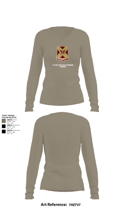 4/9 Field Artillery 56 Command (Pershing) 34975025 Women's Long Sleeve V-neck Shirt - 62