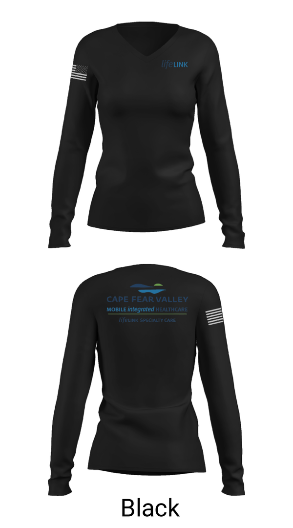 Women's Long Sleeve Vneck Shirt, LifeLINK Ground, , Teamtime, Team time, sublimation, custom sports apparel, team uniforms, spirit wear, spiritwear, sports uniforms, custom shirts, team store, custom team store, fundraiser sports, apparel fundraiser