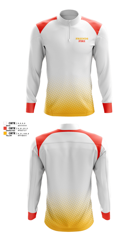 Quarter Zip Jacket, FRIENDS on FIRE, Women's Volleyball, Teamtime, Team time, sublimation, custom sports apparel, team uniforms, spirit wear, spiritwear, sports uniforms, custom shirts, team store, custom team store, fundraiser sports, apparel fundraiser