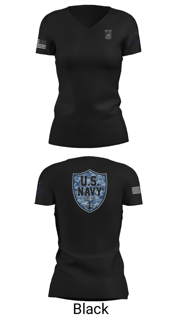 Women's Short Sleeve Vneck Shirt, CVN 77 George HW Bus, Navy, Teamtime, Team time, sublimation, custom sports apparel, team uniforms, spirit wear, spiritwear, sports uniforms, custom shirts, team store, custom team store, fundraiser sports, apparel fundraiser