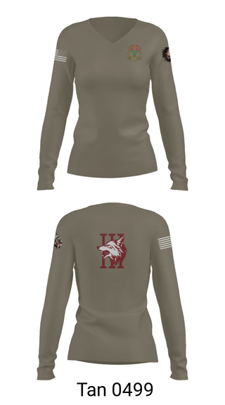 Women's Long Sleeve Vneck Shirt, Apache company, 4-6 IN, Army, Teamtime, Team time, sublimation, custom sports apparel, team uniforms, spirit wear, spiritwear, sports uniforms, custom shirts, team store, custom team store, fundraiser sports, apparel fundraiser