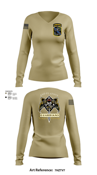 Women's Long Sleeve Vneck Shirt, 2/108th Guardians, Army, Teamtime, Team time, sublimation, custom sports apparel, team uniforms, spirit wear, spiritwear, sports uniforms, custom shirts, team store, custom team store, fundraiser sports, apparel fundraiser