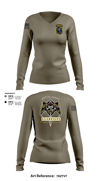 Women's Long Sleeve Vneck Shirt, 2/108th Guardians, Army, Teamtime, Team time, sublimation, custom sports apparel, team uniforms, spirit wear, spiritwear, sports uniforms, custom shirts, team store, custom team store, fundraiser sports, apparel fundraiser