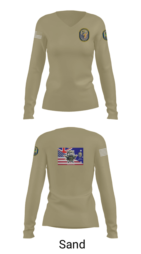 Womens Long Sleeve Vneck Shirt, USS CANBERRA (LCS 30), Navy, Teamtime, Team time, sublimation, custom sports apparel, team uniforms, spirit wear, spiritwear, sports uniforms, custom shirts, team store, custom team store, fundraiser sports, apparel fundraiser