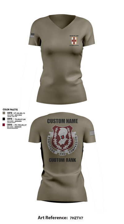 1st Medical Brigade 47127889 Women's Short Sleeve V-neck Shirt - 19
