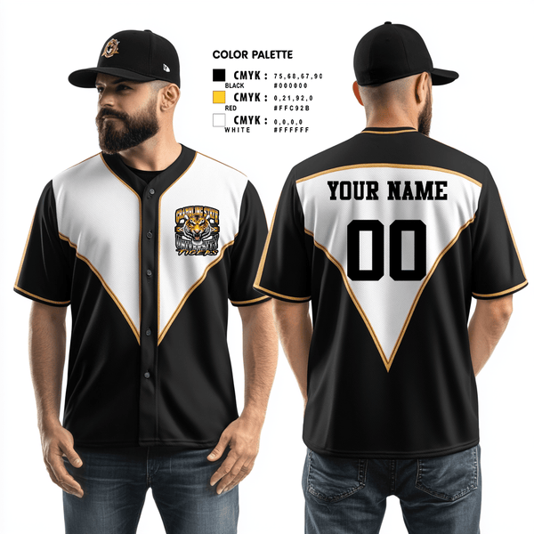Full Button Baseball Jersey, GRAMBLING STATE UNIVERSITY TIGERS, Baseball, Teamtime, Team time, sublimation, custom sports apparel, team uniforms, spirit wear, spiritwear, sports uniforms, custom shirts, team store, custom team store, fundraiser sports, apparel fundraiser