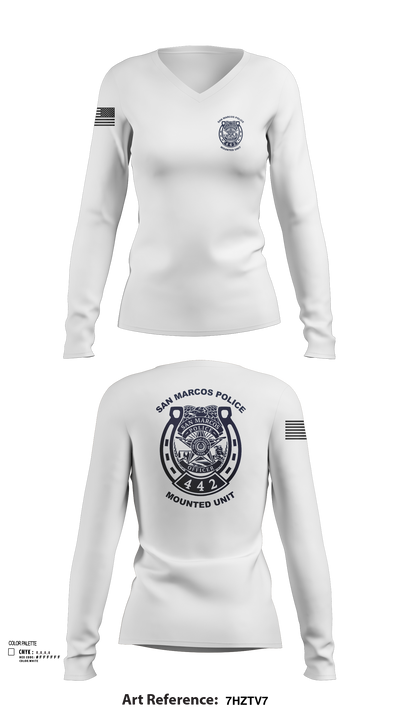 San Marcos Police Mounted Unit 48191371 Women's Long Sleeve V-neck Shirt - 101