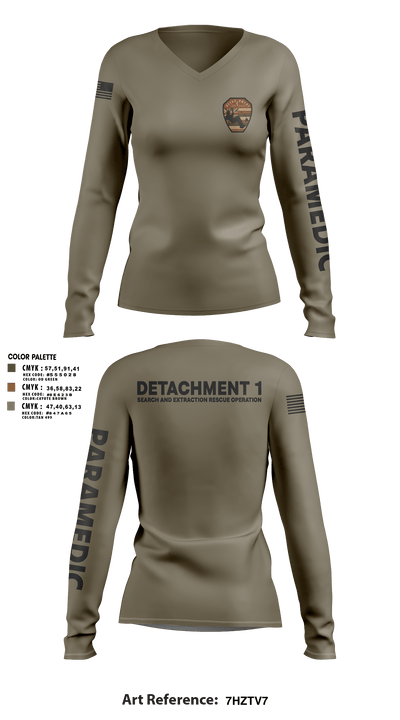 Detachment 1 27221981 Women's Long Sleeve V-neck Shirt - 15