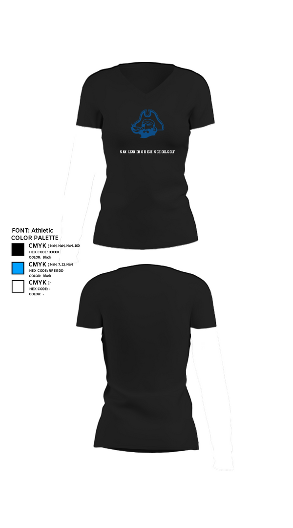 Womens Short Sleeve Vneck Shirt, San Leandro High School Golf, Golf, Teamtime, Team time, sublimation, custom sports apparel, team uniforms, spirit wear, spiritwear, sports uniforms, custom shirts, team store, custom team store, fundraiser sports, apparel fundraiser