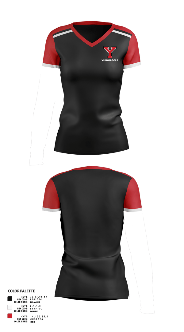 Womens Short Sleeve Vneck Shirt, Yukon High School Golf, Golf, Teamtime, Team time, sublimation, custom sports apparel, team uniforms, spirit wear, spiritwear, sports uniforms, custom shirts, team store, custom team store, fundraiser sports, apparel fundraiser