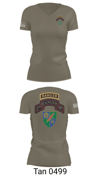 Women's Short Sleeve Vneck Shirt, 2nd Battalion 75th Ranger Regiment, , Teamtime, Team time, sublimation, custom sports apparel, team uniforms, spirit wear, spiritwear, sports uniforms, custom shirts, team store, custom team store, fundraiser sports, apparel fundraiser