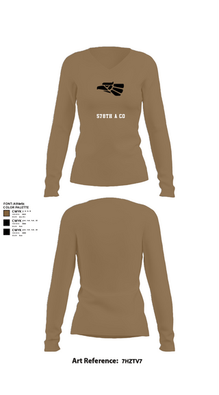 Women's Long Sleeve Vneck Shirt, 578th A Co, National Guard, Teamtime, Team time, sublimation, custom sports apparel, team uniforms, spirit wear, spiritwear, sports uniforms, custom shirts, team store, custom team store, fundraiser sports, apparel fundraiser