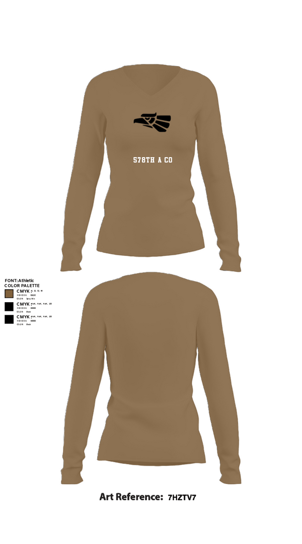 Women's Long Sleeve Vneck Shirt, 578th A Co, National Guard, Teamtime, Team time, sublimation, custom sports apparel, team uniforms, spirit wear, spiritwear, sports uniforms, custom shirts, team store, custom team store, fundraiser sports, apparel fundraiser