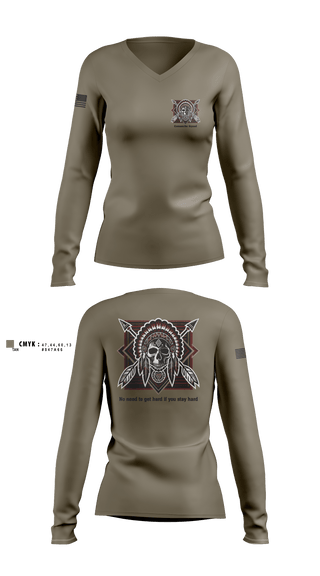 Womens Long Sleeve Vneck Shirt, Comanche Squad, Army, Teamtime, Team time, sublimation, custom sports apparel, team uniforms, spirit wear, spiritwear, sports uniforms, custom shirts, team store, custom team store, fundraiser sports, apparel fundraiser
