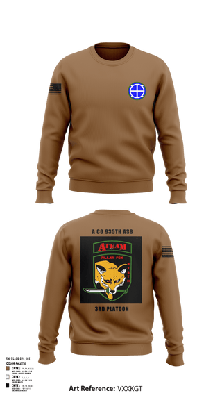 Crew Neck Sweatshirt, A co 935th ASB 3rd Platoon, National Guard, Teamtime, Team time, sublimation, custom sports apparel, team uniforms, spirit wear, spiritwear, sports uniforms, custom shirts, team store, custom team store, fundraiser sports, apparel fundraiser