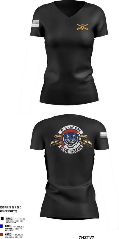 Delta Troop 3-17 CAV 34890879 Women's Short Sleeve V-neck Shirt - 20