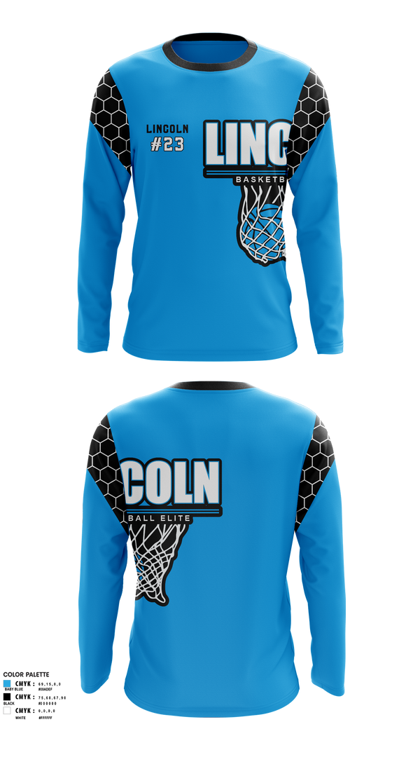 Long Sleeve Performance Shirt, Lincoln Basketball Elite, Men's Basketball, Teamtime, Team time, sublimation, custom sports apparel, team uniforms, spirit wear, spiritwear, sports uniforms, custom shirts, team store, custom team store, fundraiser sports, apparel fundraiser