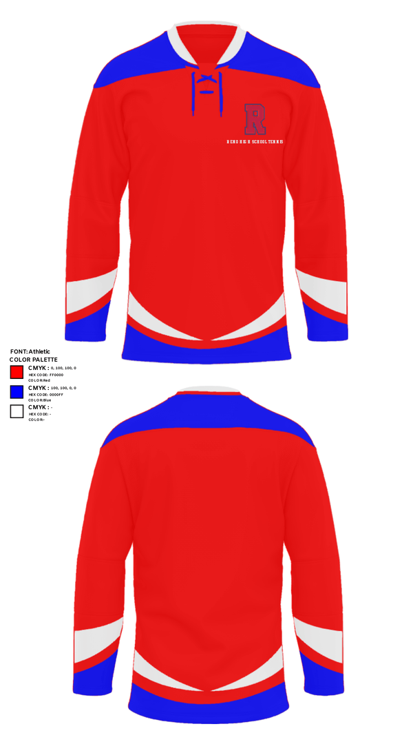 Hockey Jersey, Reno High School Tennis, Tennis, Teamtime, Team time, sublimation, custom sports apparel, team uniforms, spirit wear, spiritwear, sports uniforms, custom shirts, team store, custom team store, fundraiser sports, apparel fundraiser