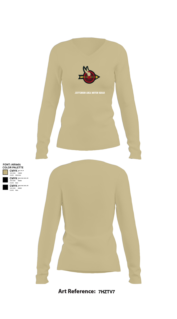Womens Long Sleeve Vneck Shirt, Jefferson Area Motor Squad, Police, Teamtime, Team time, sublimation, custom sports apparel, team uniforms, spirit wear, spiritwear, sports uniforms, custom shirts, team store, custom team store, fundraiser sports, apparel fundraiser