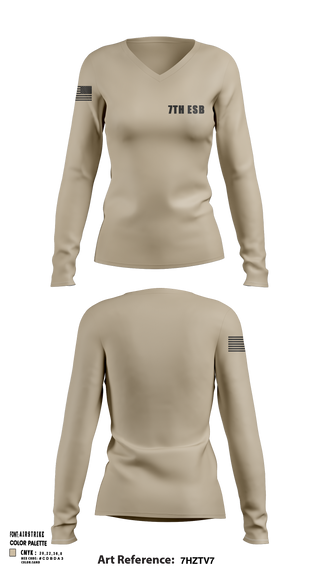 Womens Long Sleeve Vneck Shirt, 7th ESB, Marines, Teamtime, Team time, sublimation, custom sports apparel, team uniforms, spirit wear, spiritwear, sports uniforms, custom shirts, team store, custom team store, fundraiser sports, apparel fundraiser