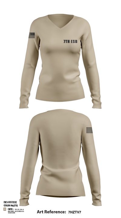 7th ESB 42039106 Women's Long Sleeve V-neck Shirt - 106
