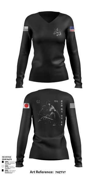 Women's Long Sleeve Vneck Shirt, USANEC- Camp Zama, 78th Signal Battalion, Army, Teamtime, Team time, sublimation, custom sports apparel, team uniforms, spirit wear, spiritwear, sports uniforms, custom shirts, team store, custom team store, fundraiser sports, apparel fundraiser