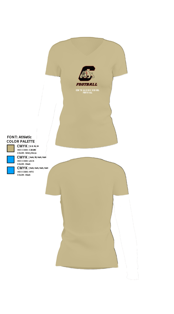 Women's Short Sleeve Vneck Shirt, Central High School Football, Football, Teamtime, Team time, sublimation, custom sports apparel, team uniforms, spirit wear, spiritwear, sports uniforms, custom shirts, team store, custom team store, fundraiser sports, apparel fundraiser