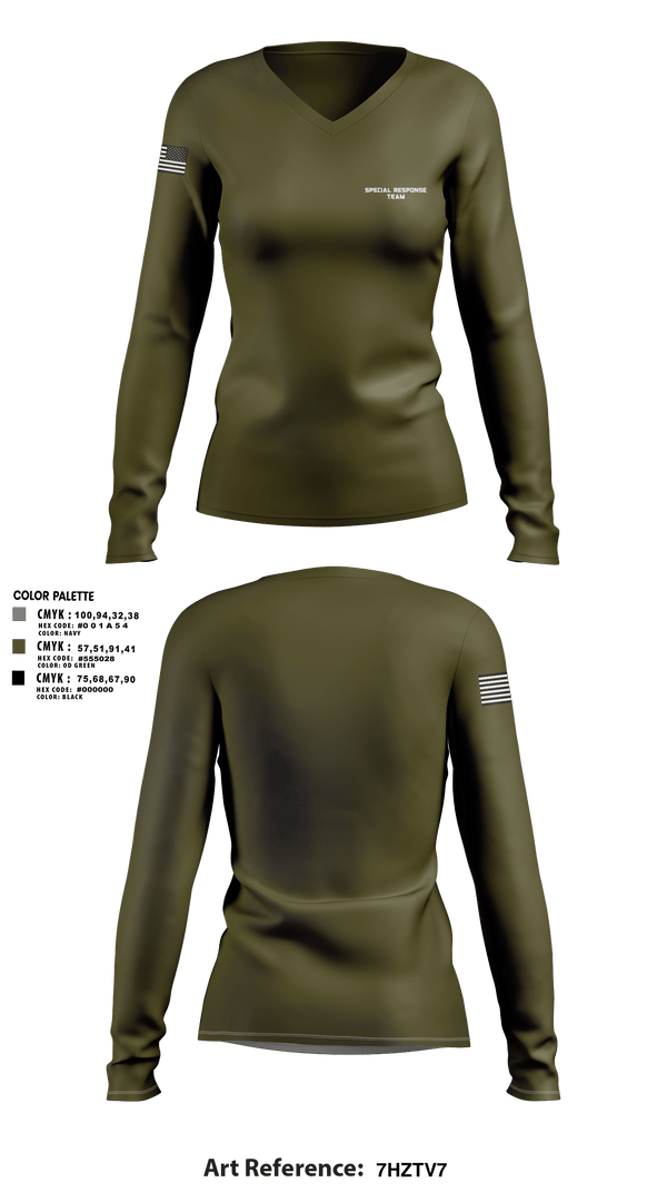 Womens Long Sleeve Vneck Shirt, Special Response Team, Police, Teamtime, Team time, sublimation, custom sports apparel, team uniforms, spirit wear, spiritwear, sports uniforms, custom shirts, team store, custom team store, fundraiser sports, apparel fundraiser
