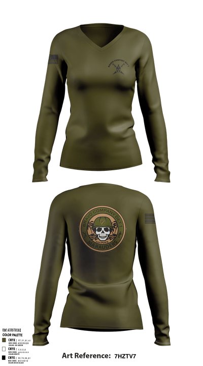 Bravo Company Det 1 Recruiting and Retention Battalion 79622456 Women's Long Sleeve V-neck Shirt - 119