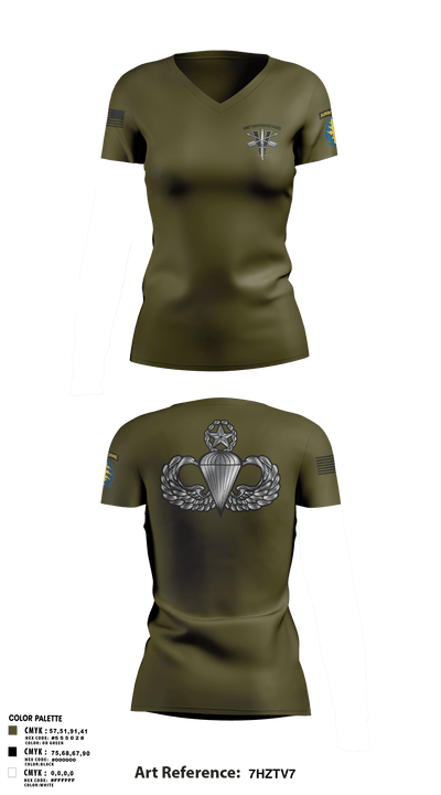 Army Paratroopers Brand 37427971 Women's Short Sleeve V-neck Shirt - 1