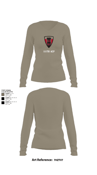 Womens Long Sleeve Vneck Shirt, 111th ACP, National Guard, Teamtime, Team time, sublimation, custom sports apparel, team uniforms, spirit wear, spiritwear, sports uniforms, custom shirts, team store, custom team store, fundraiser sports, apparel fundraiser