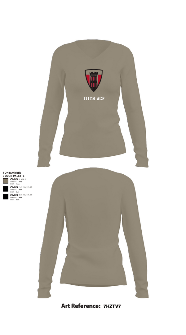 Womens Long Sleeve Vneck Shirt, 111th ACP, National Guard, Teamtime, Team time, sublimation, custom sports apparel, team uniforms, spirit wear, spiritwear, sports uniforms, custom shirts, team store, custom team store, fundraiser sports, apparel fundraiser