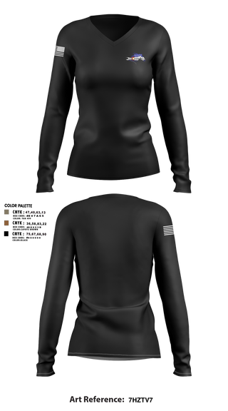 Womens Long Sleeve Vneck Shirt, USS Colorado, Navy, Teamtime, Team time, sublimation, custom sports apparel, team uniforms, spirit wear, spiritwear, sports uniforms, custom shirts, team store, custom team store, fundraiser sports, apparel fundraiser