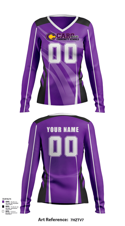 Caro High School Volleyball 92825459 Women's Long Sleeve V-neck Shirt - 125