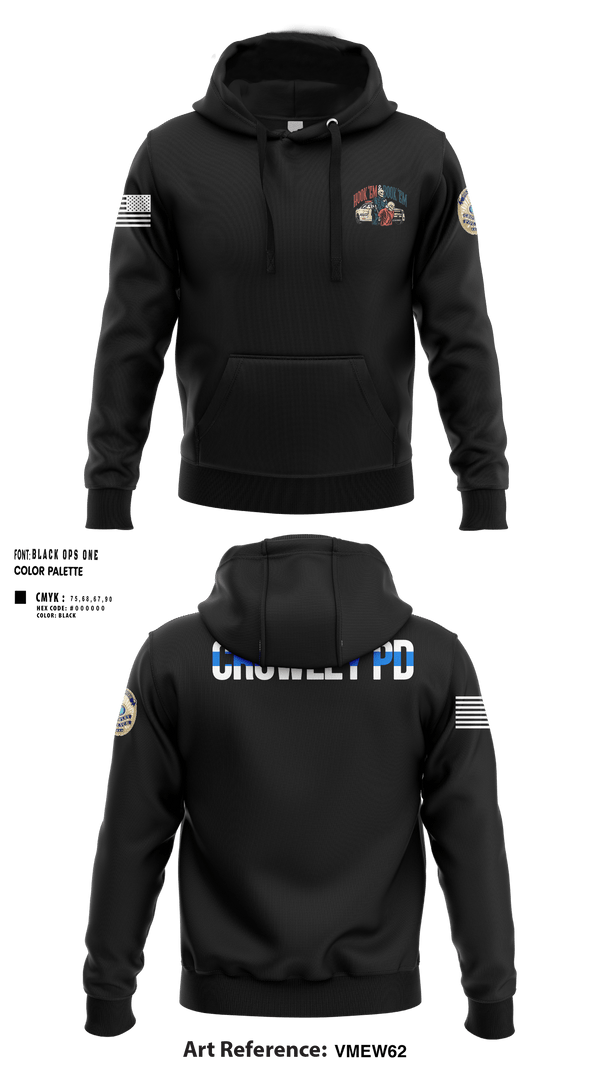 Hoodie, Crowley Police Department, , Teamtime, Team time, sublimation, custom sports apparel, team uniforms, spirit wear, spiritwear, sports uniforms, custom shirts, team store, custom team store, fundraiser sports, apparel fundraiser
